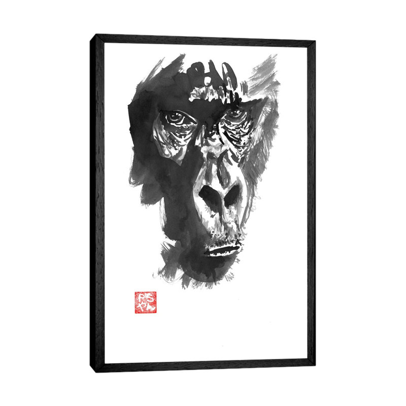 Gorilla by Péchane - Print on Canvas, Black Framed, 66.04 cm H x 45.72 cm W