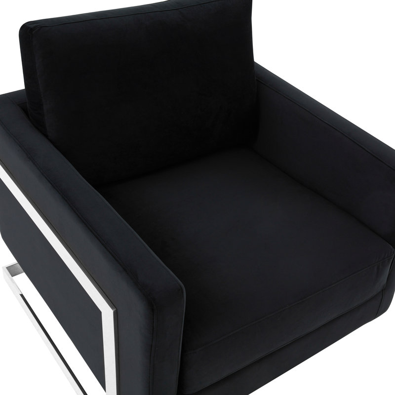 Chaise avec accoudoirs Lybah, Velours noir