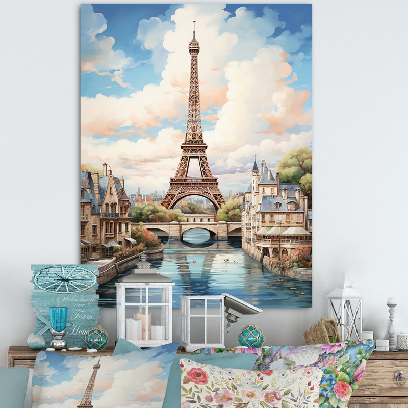 Tour Eiffel, paysage parisien, H 20 po x l 12 po x P 1 po, Toile tendue