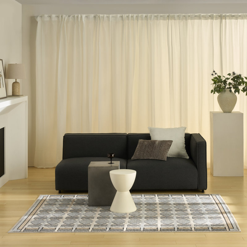Alisah Geometric Machine Made Area Rug, Rectangle 122 x 183 cm, Ivory Multi