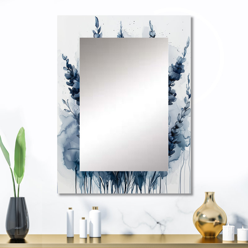 Fauvism Blue Lavender Silence - Lavender Mirror, Traditional Decorative Wall Mirror, Printed Metal Art, 32" x 24"