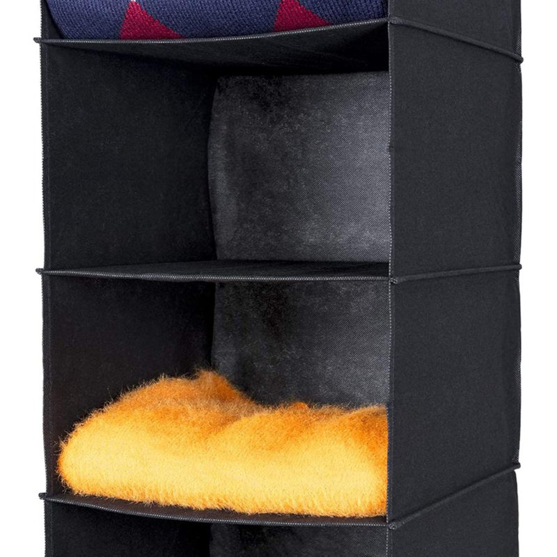 6 Tier Shelf Hanging Closet Organizer, Closet Hanging Shelf With 2 Sturdy Hooks For Storage,2 Pack, Foldable, Black