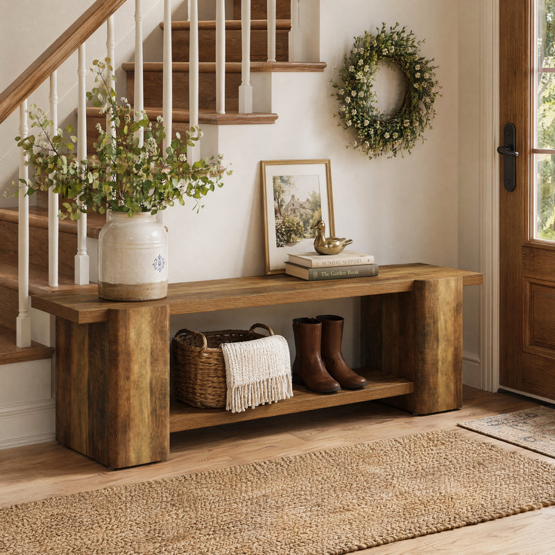 62.6"W Bench with Storage, 2-Tier Design