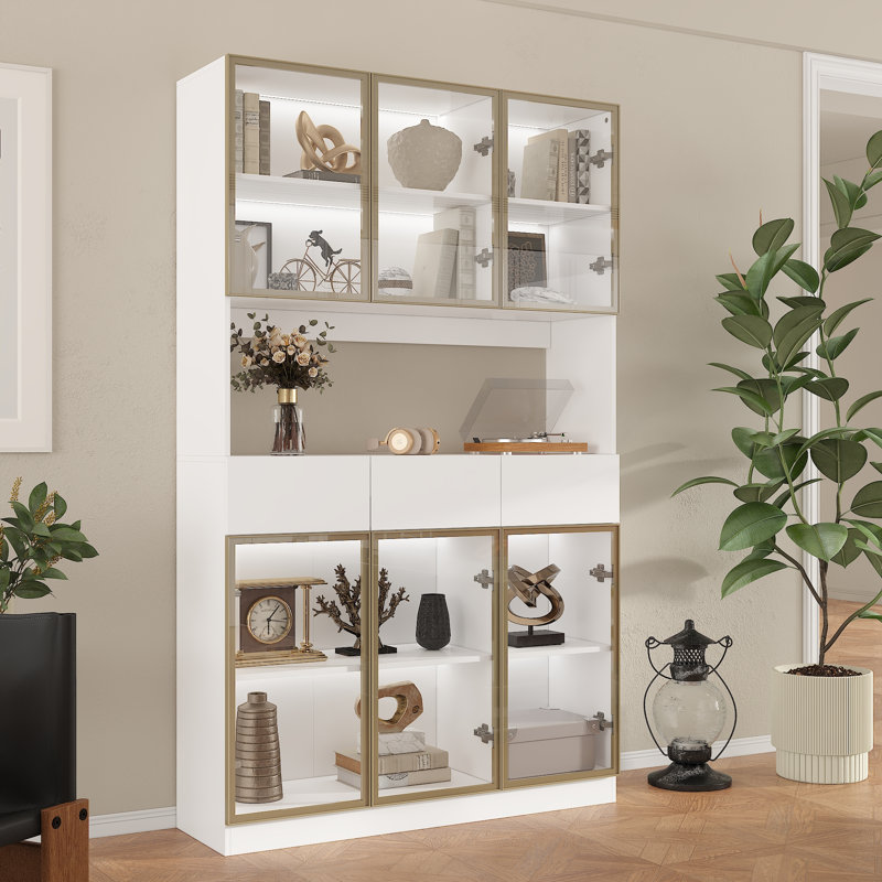 Display Cabinet With Adjustable Lights, White