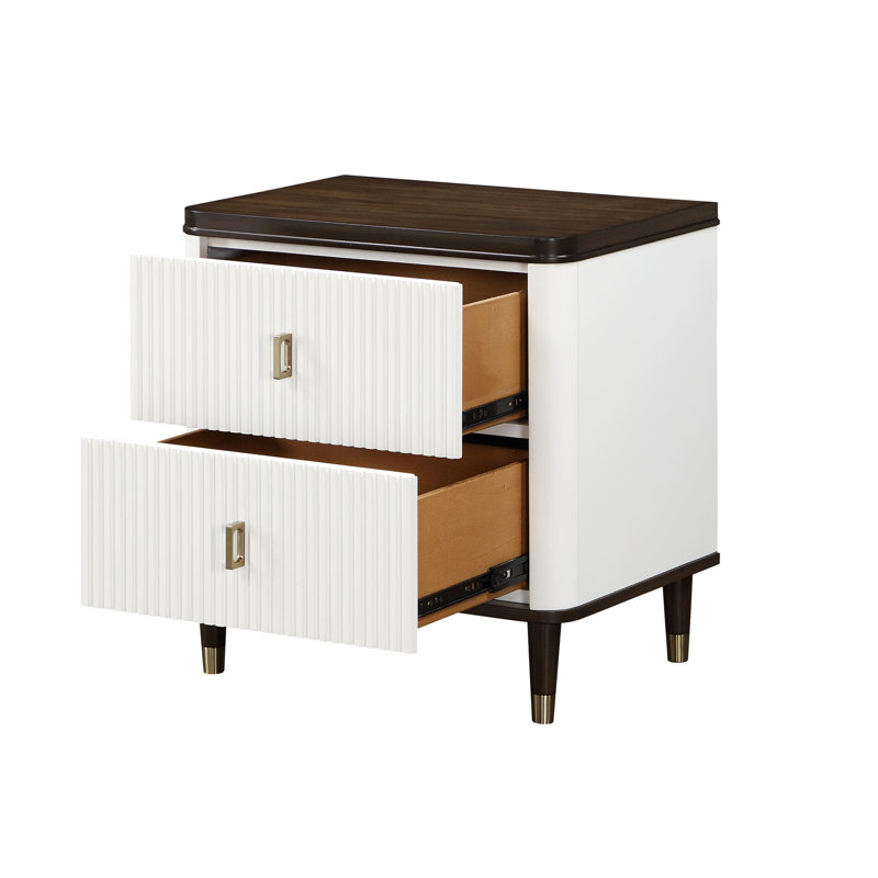 Table de chevet blanche et noyer avec tiroir spacieux pour la chambre à coucher