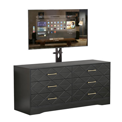 Meuble télé moderne avec support réglable en hauteur et 6 tiroirs