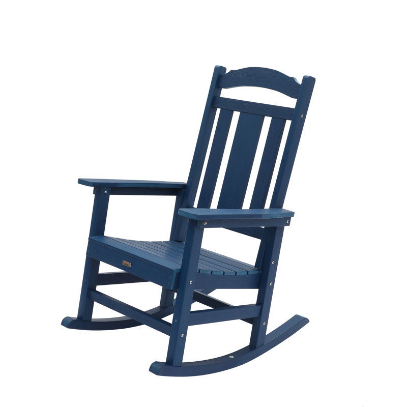 Chaise Adirondack à bascule en plastique Ottaviana, Bleu marine