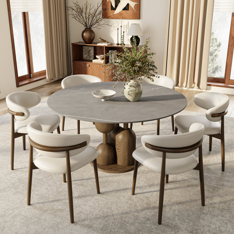 Table de salle à manger Amberly Luxury Modern, H 29,52 po x l 59,05 po x P 59,05 po, Gris