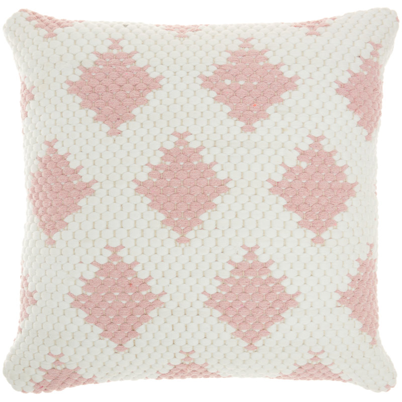 Geometric Cotton Throw Pillow, Blush