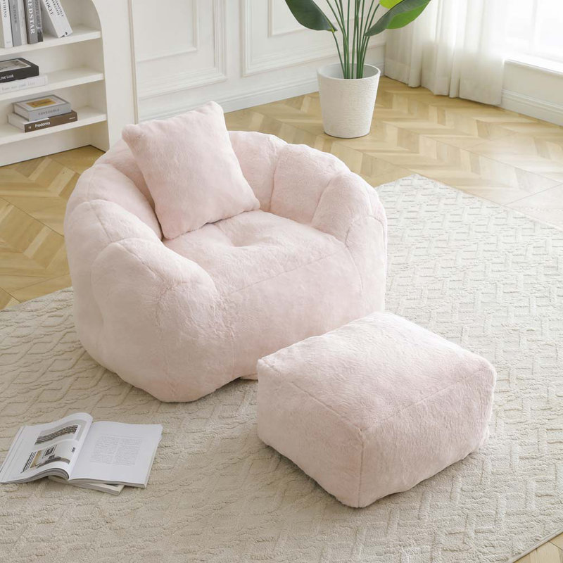 Fauteuil à billes avec repose-pieds 36 po, Rose