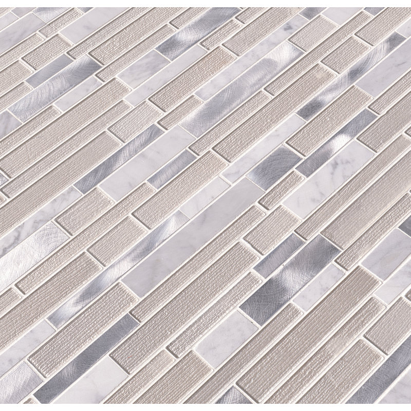 Interlocking 12 in. x 12 in. Metal Stone Glass Blend Mosaic Wall Tile, Costa Sierra