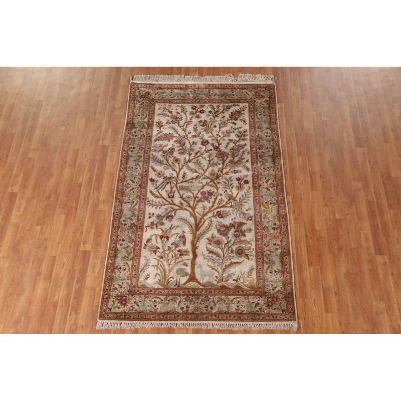 Tapis antique en soie 5 x 8