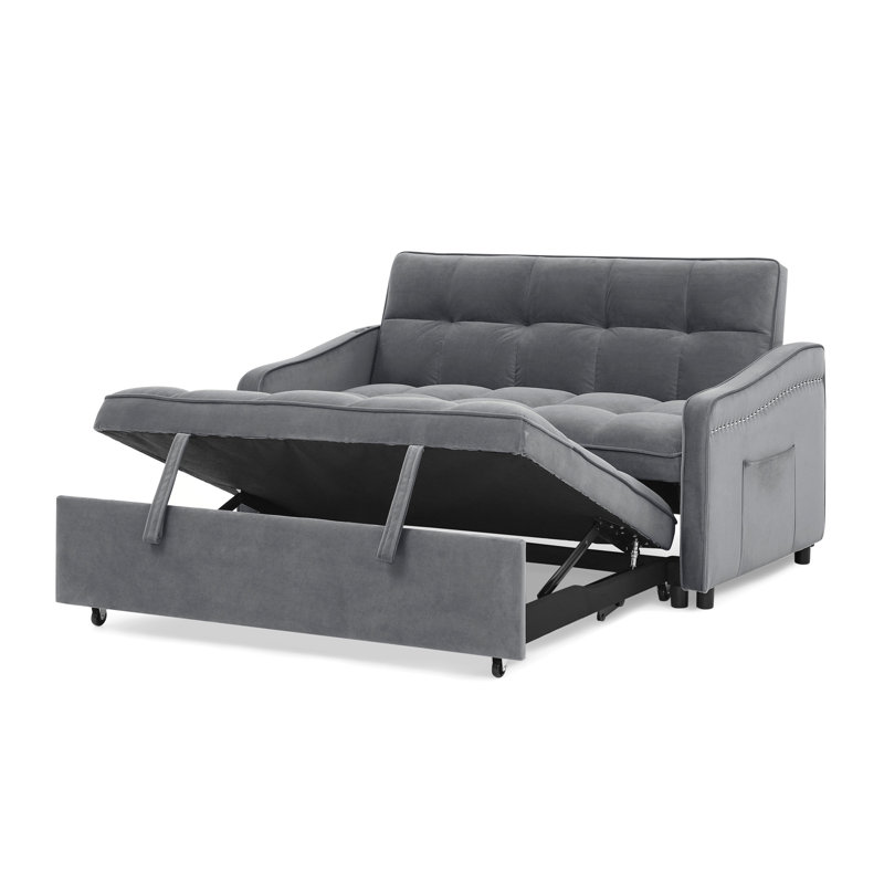 Causeuse Collinward de l 53 po avec dossier capitonné réglable et prise USB Collinward, Tissu gris