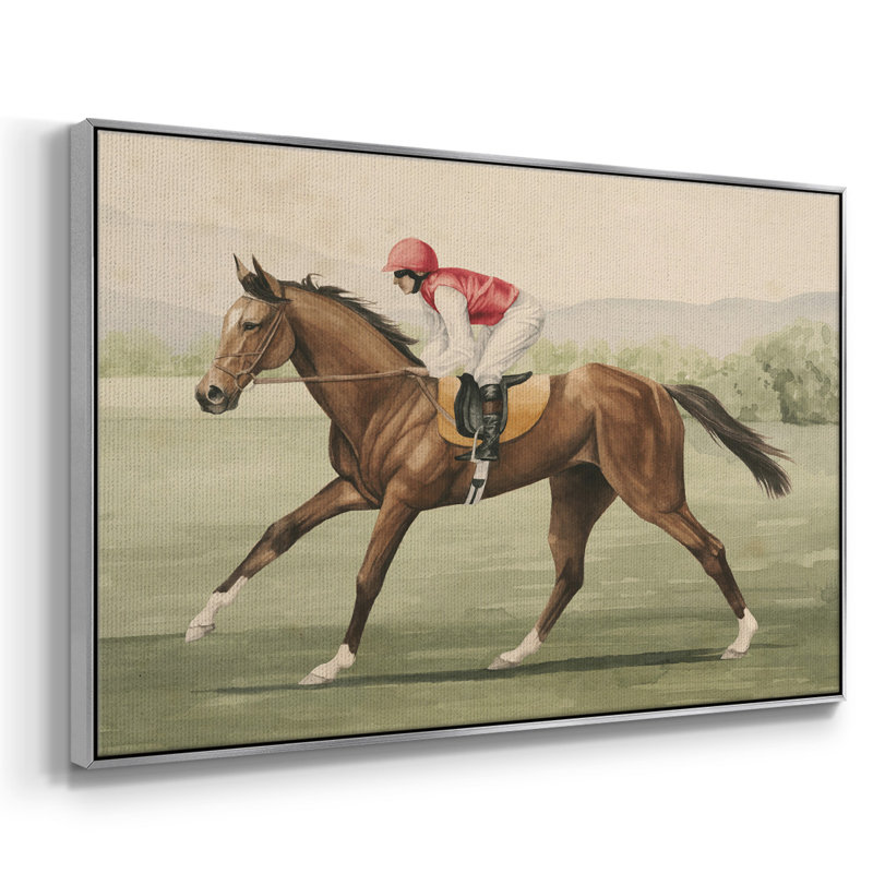 "Vintage Equitation I", reproduction d'art sur toile, Argent, H 27 po x l 41 po x P 2 po