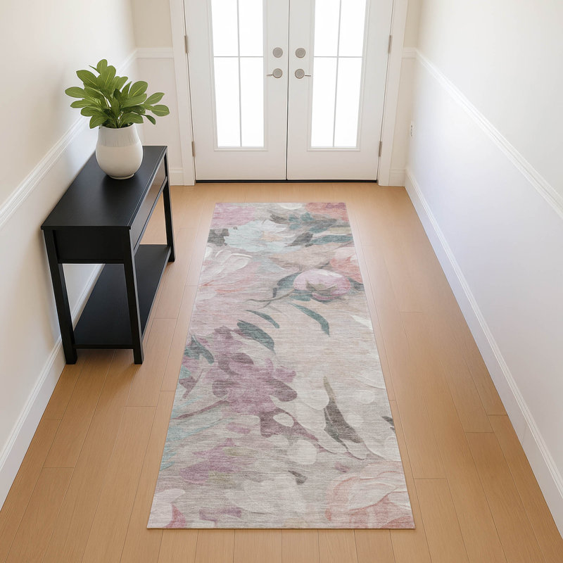 Machine Washable Indoor/Outdoor Jenning ACN2264 Floral Rug, Runner 2'3" x 7'6"