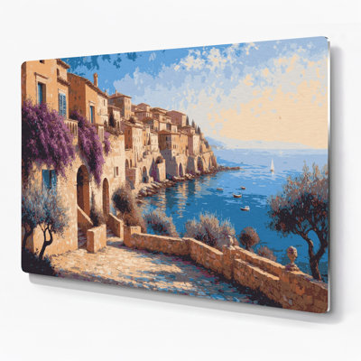 Art mural en métal Beige, villes de Sicile, Italie