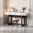 Elegant 3-Drawer Console Table, 57 Inch Extra Long Grey and White Entryway Table for Hallway Living Room Foyer Corridor-1088606451