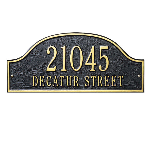 Plaque d'adresse murale 2 lignes Admiral, Noir et or, Oui