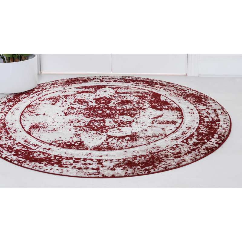Brandt Oriental Area Rug, Burgundy, Round 5'