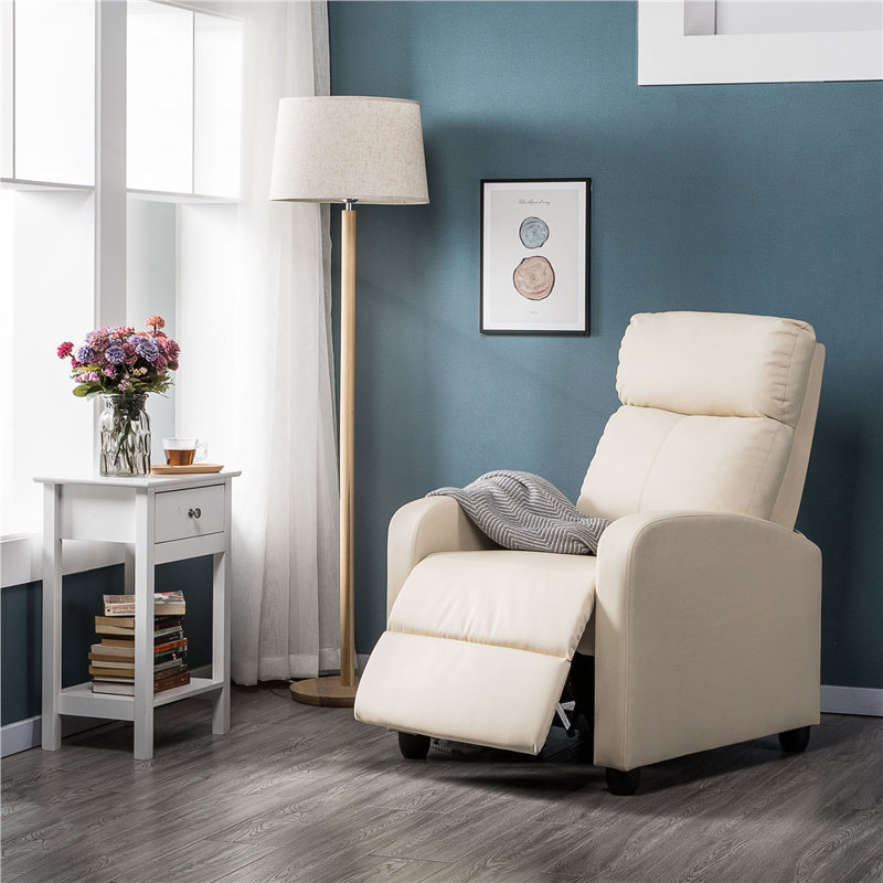 Manual Glider Recliner Armchair  with 3 Relaxation Modes, Beige
