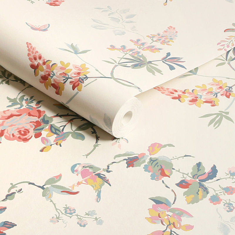 Cath Kidston Birds & Roses Floral Wallpaper, Pink