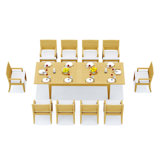 10 Seats 11 Pcs Grade-A Teak Wood Dining Set: 122" Atnas Double Extension Rectangle Table And 10 Atnas Arm Chairs #11AT2810