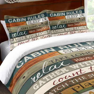 Cabin Rules Cotton Pillow Sham