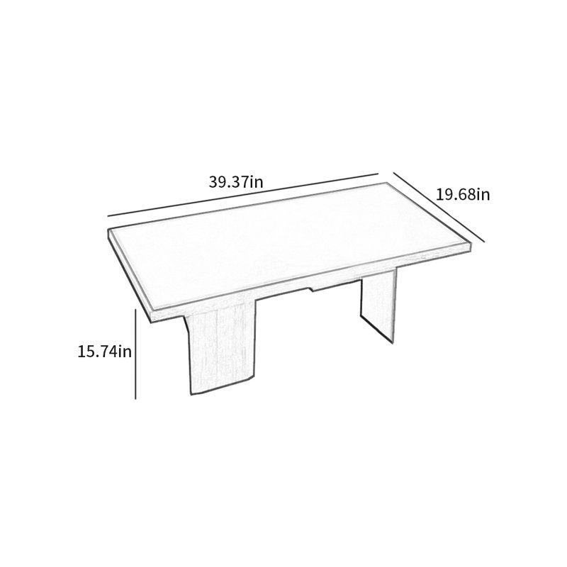 Simple log style solid wood coffee table, 15.74" H x 39.37" L x 19.68" W