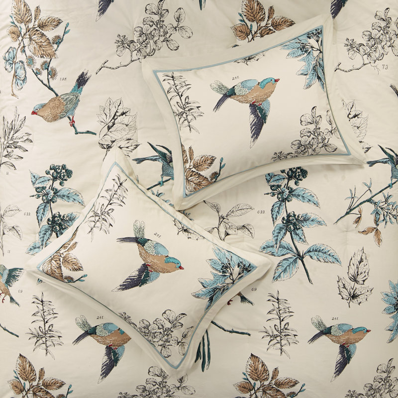 King Blue Cotton Reversible Floral Comforter Set