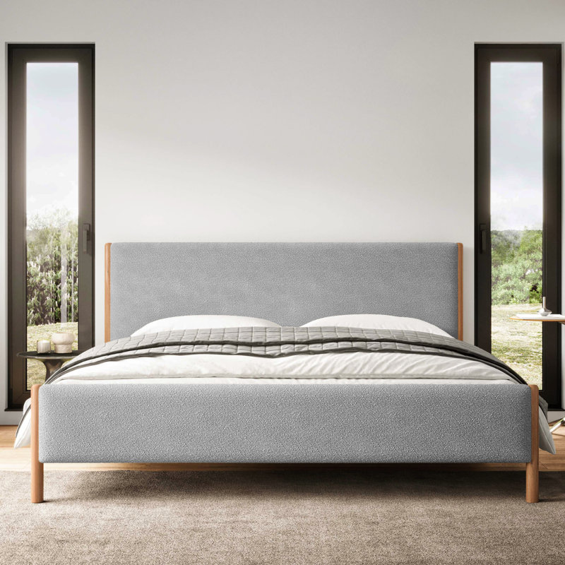 Lit plateforme tapissier Earley, Très grand, gris