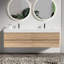 Meuble-lavabo mural flottant en chêne, lavabo une pièce, look moderne, revêtement à base d'eau E0, grand espace de rangement de 72 po, style Mid-Century, poignées dissimulées, 20% de plus