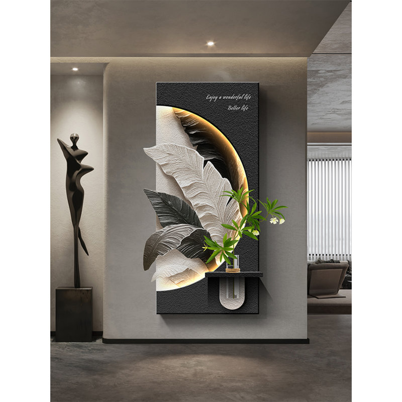Décoration de hall d'entrée hydroponique à DEL noir et gris gris, H 47,24 po x l 23,62 po x P 1,18 po