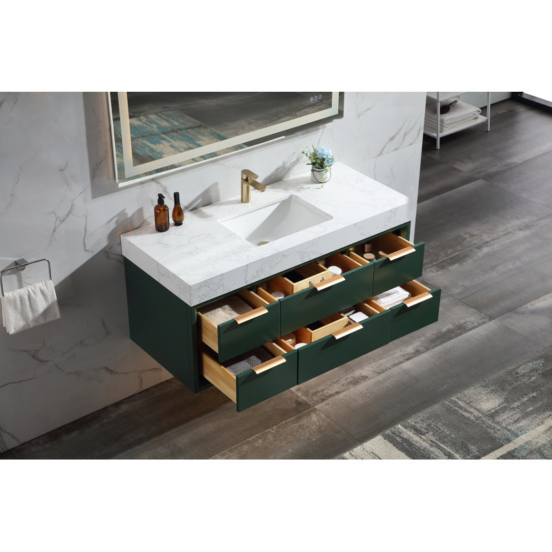 Meuble-lavabo simple avec plateau Mayatte Grado, Vert, 48"