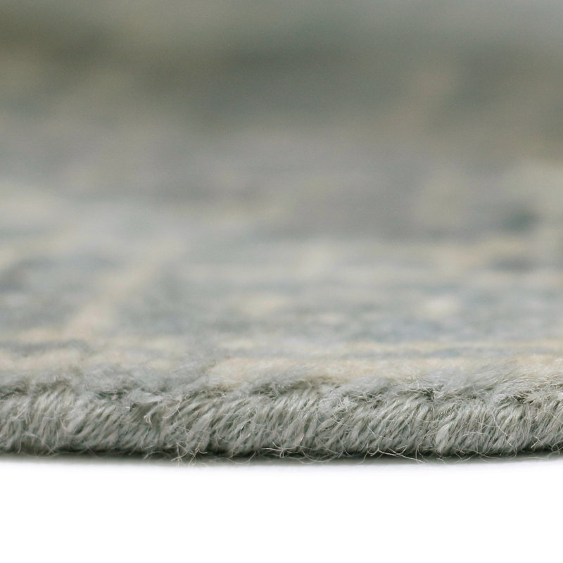 Tapis bleu en laine noué à la main Butner, Rectangle 9 pi x 12 pi