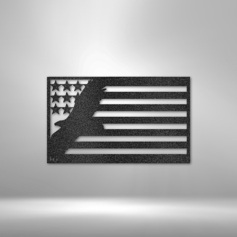 Panneau mural en métal découpé au laser pour la maison et le bureau USA Eagle, H 34,25 po x l 35,5 po x P 0,5 po, Noir