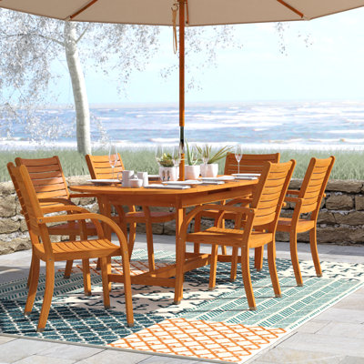 Anautica 6 - Person Wood Patio Dining Set with Oval Table