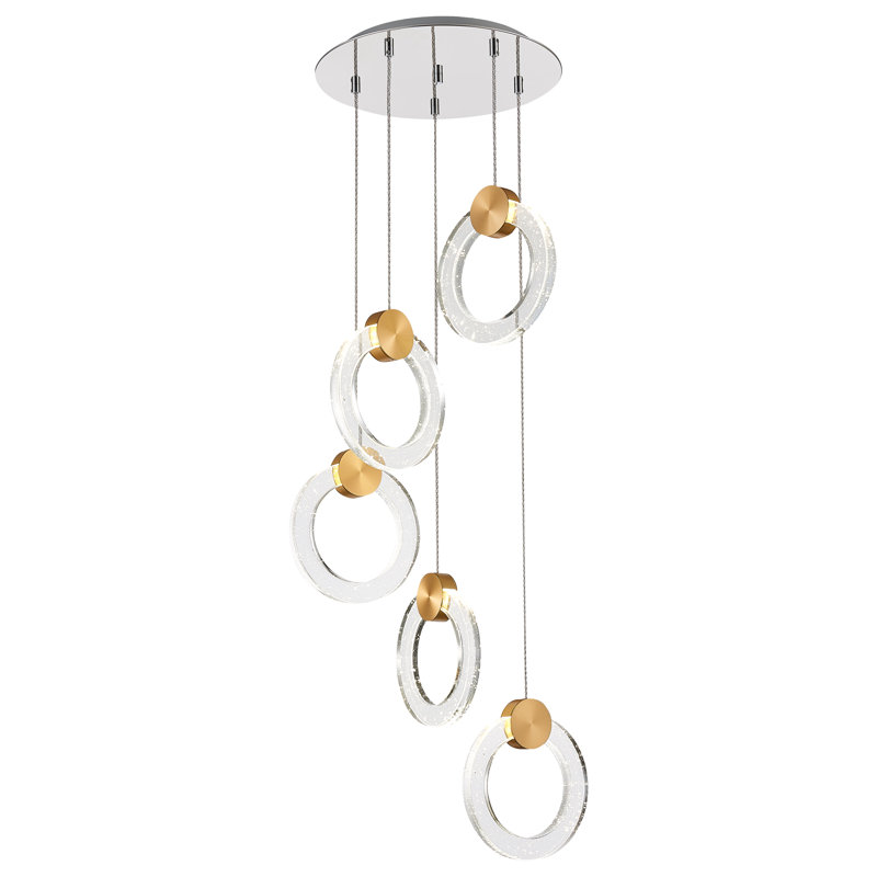 Haruka 5 - Light Gold LED Cluster Pendant