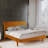 Gazelle Solid Wood Bed Frame with Artistic Patterned Headboard, King size bed, Caramel-43895569-43895574