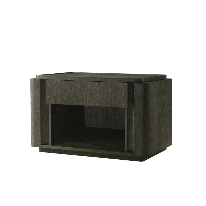 Repose 1 - Drawer Solid Wood Nightstand, Charcoal Oak