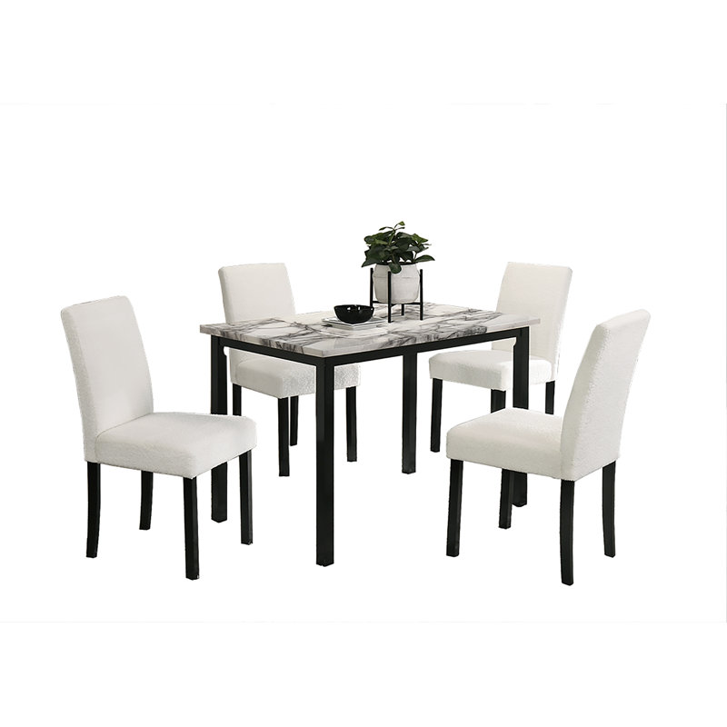 5-Pcs Dining Set, White