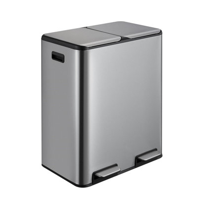 60 Liter / 16 Gallon Rectangular Hands-Free Dual Compartment Recycling Kitchen Step Trash Can