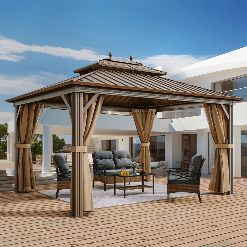 Pavillon de jardin permanent en aluminium, 12 pi x 10 pi