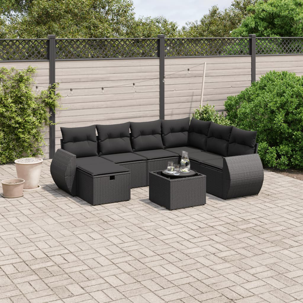 Vidaxl 8-Tlg. Garten-Sofagarnitur Mit Kissen Beige Poly Rattan