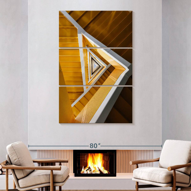Lilie Yellow Triangular Staircase, 74" H x 48" W