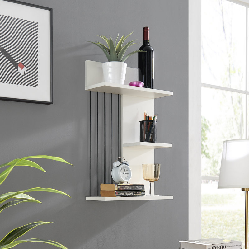 Badiah 3-Level Tiered Shelf Unit, White/Black