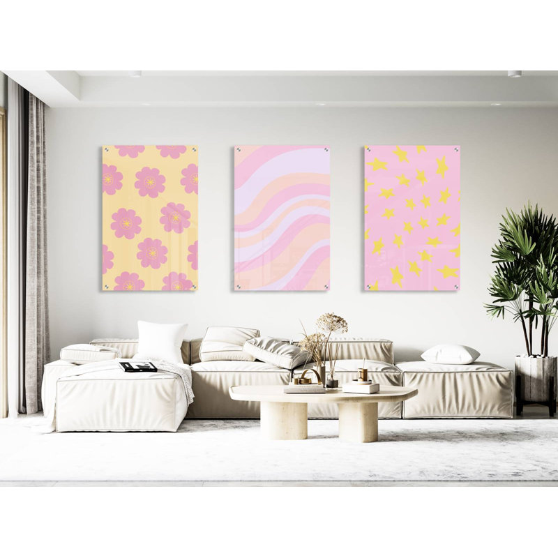 Style rose - ensemble de 3 reproductions sans cadre
