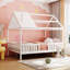 Full Size Wood House Bed With Fence, White