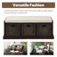 Banc de rangement rustique avec 3 panier en rotin classique amovible et coussin amovible-715805327