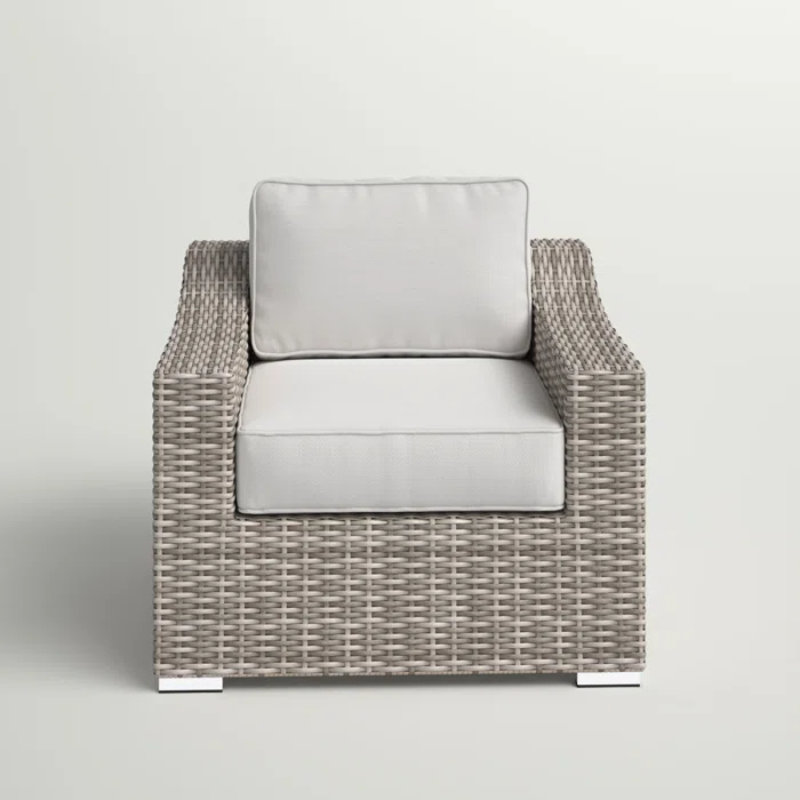 Chaise de patio entièrement assemblée avec coussins, Mélange de gris, Gris