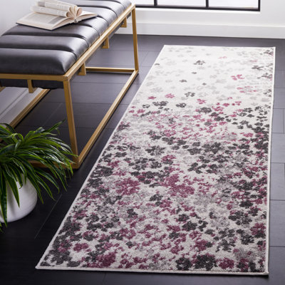 Makeba Floral Ivory/Gray/Purple Area Rug